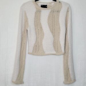 ASOS Knit Sheer Fuzzy Wavy Crop Sweater Size 6